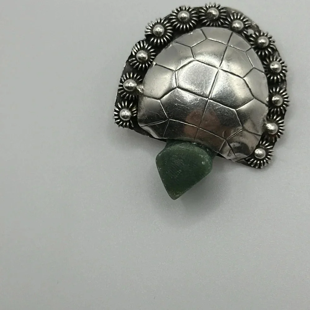 ART 925 silver real stone art turtle Brooch​
